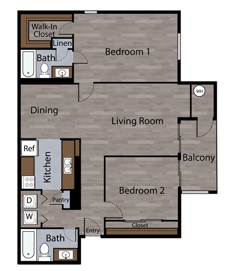 a floor plan of a studio apartment with a bedroom and living room